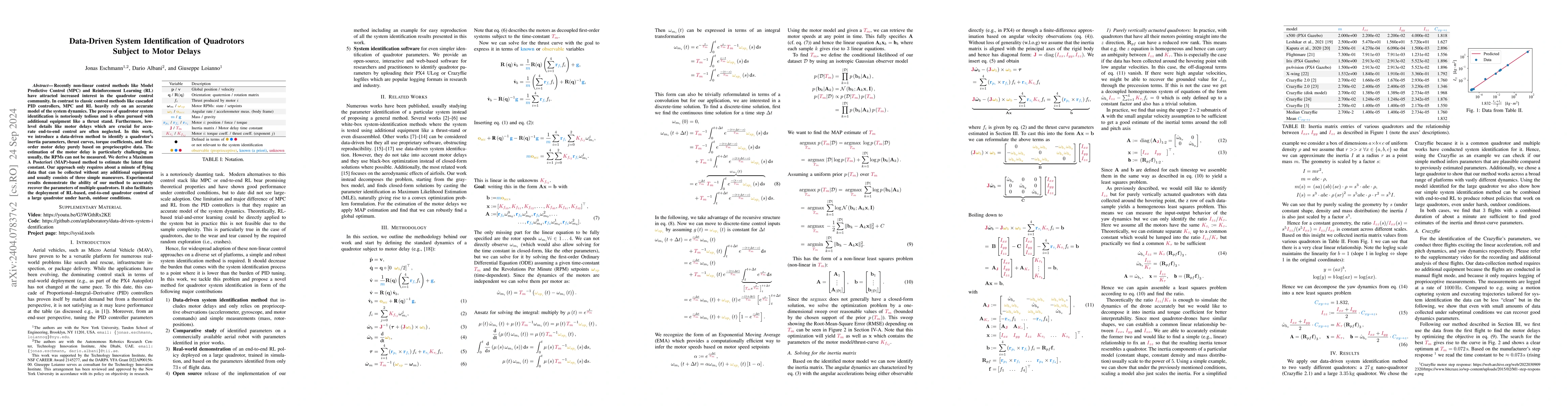 Thumbnail for Data-Driven System Identification of Quadrotors Subject to Motor Delays