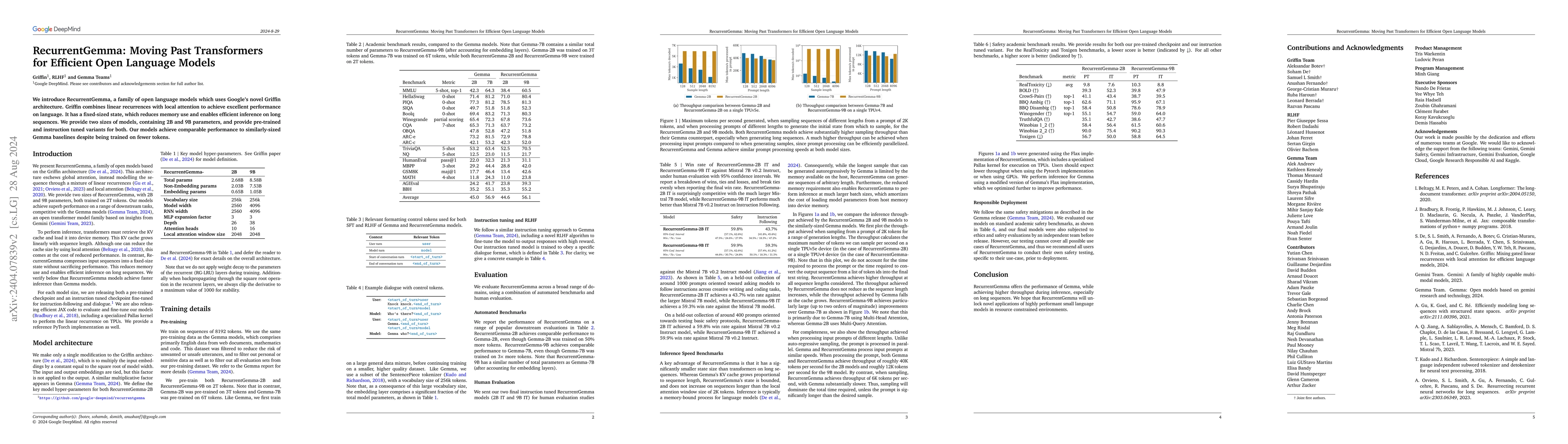 Thumbnail for RecurrentGemma: Moving Past Transformers for Efficient Open Language
  Models