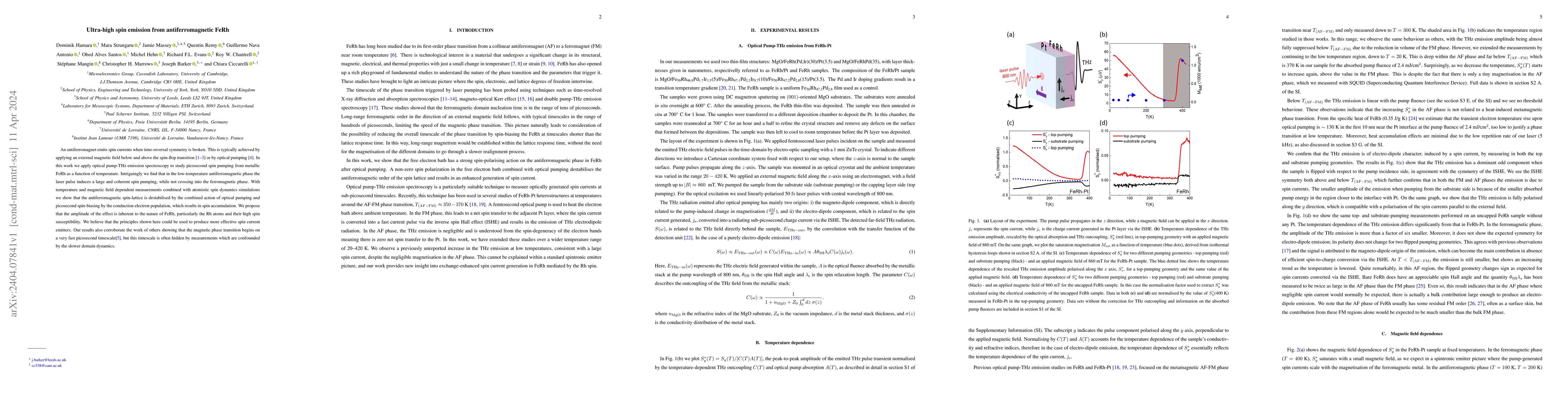 Thumbnail for Ultra-high spin emission from antiferromagnetic FeRh