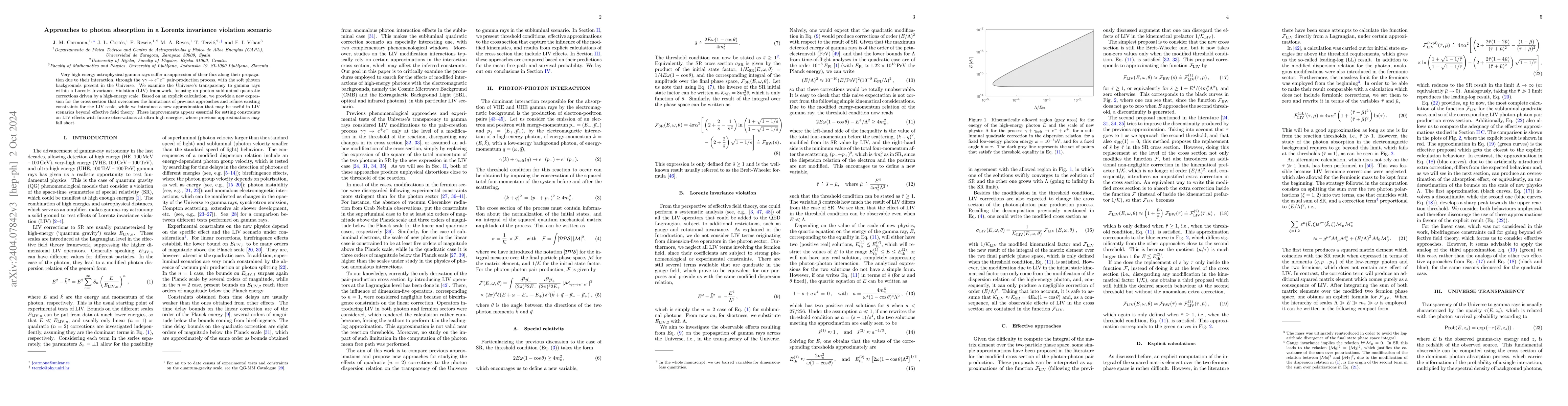 Thumbnail for Approaches to photon absorption in a Lorentz invariance violation
  scenario