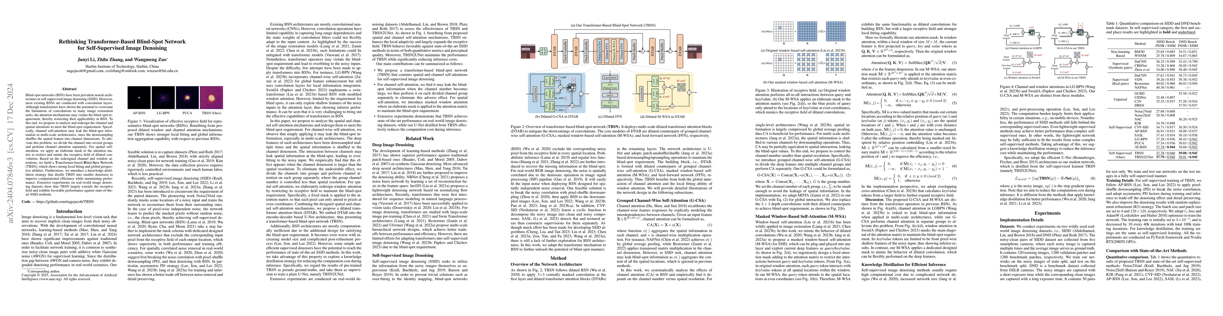 Thumbnail for TBSN: Transformer-Based Blind-Spot Network for Self-Supervised Image
  Denoising