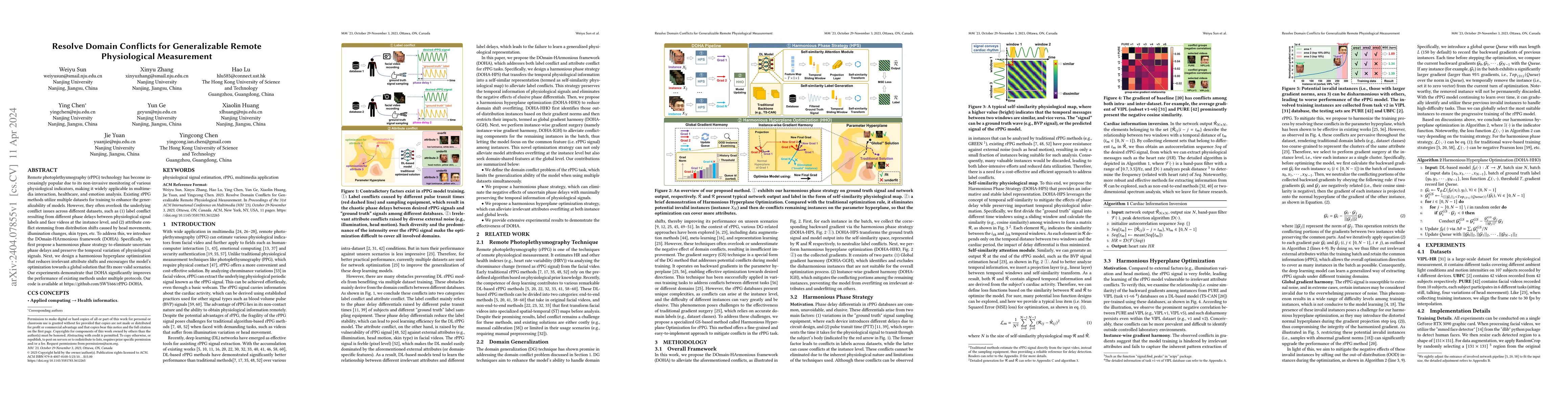 Thumbnail for Resolve Domain Conflicts for Generalizable Remote Physiological
  Measurement