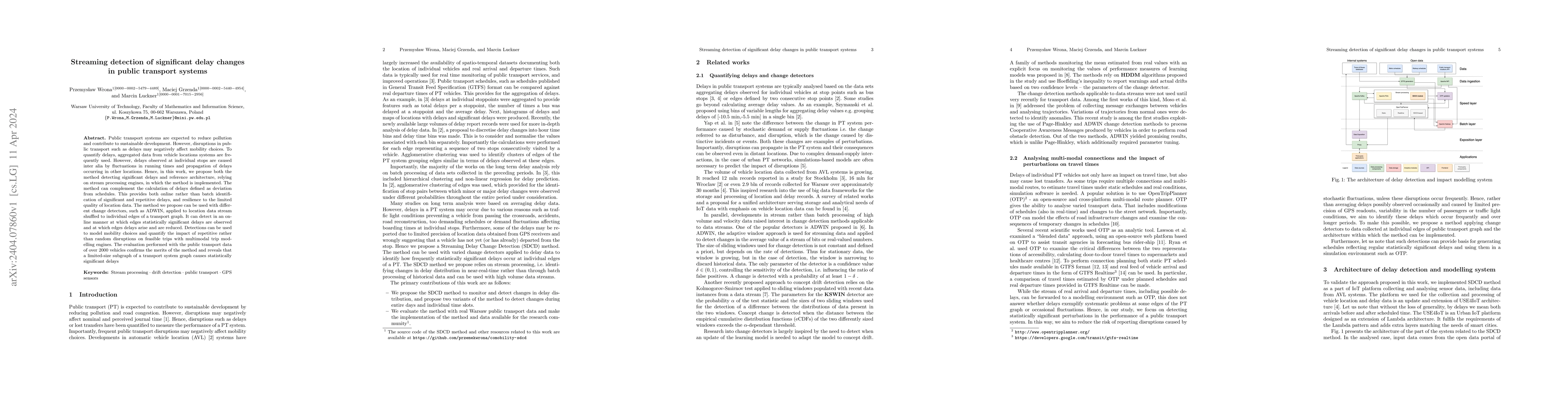 Thumbnail for Streaming detection of significant delay changes in public transport
  systems