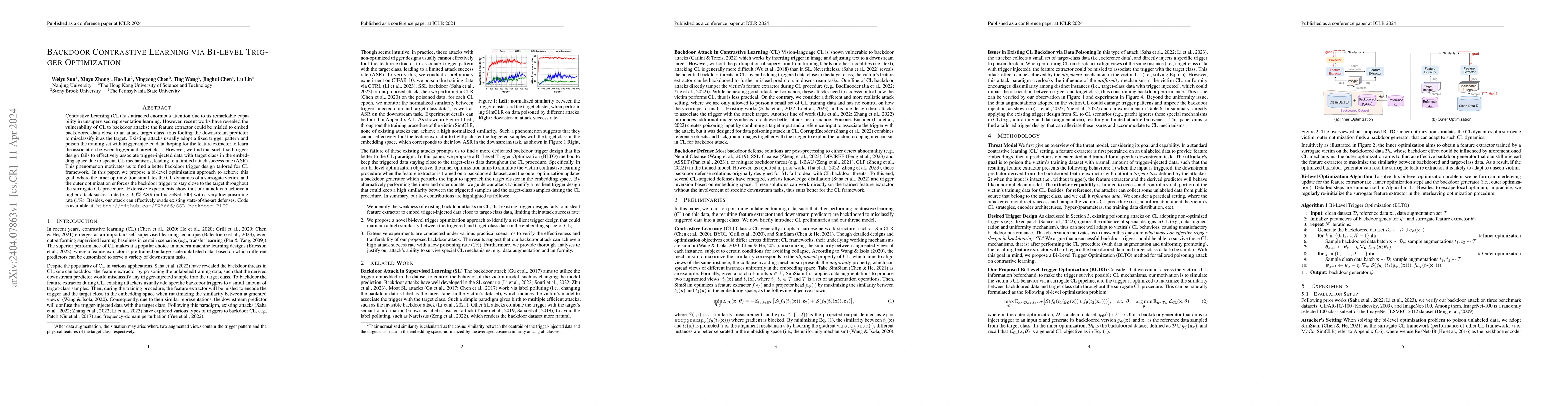 Thumbnail for Backdoor Contrastive Learning via Bi-level Trigger Optimization