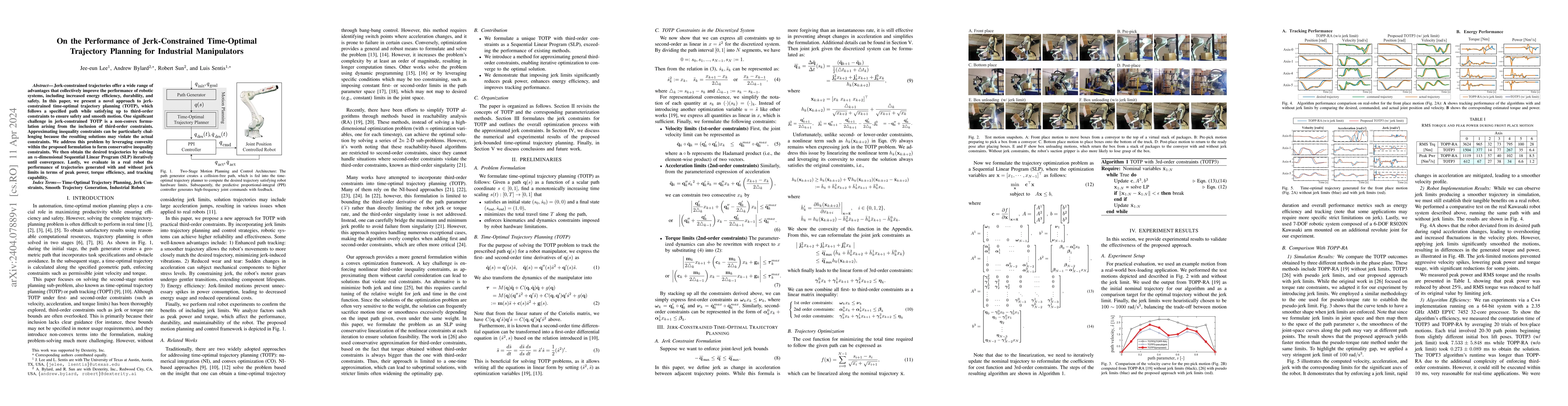 Thumbnail for On the Performance of Jerk-Constrained Time-Optimal Trajectory Planning
  for Industrial Manipulators