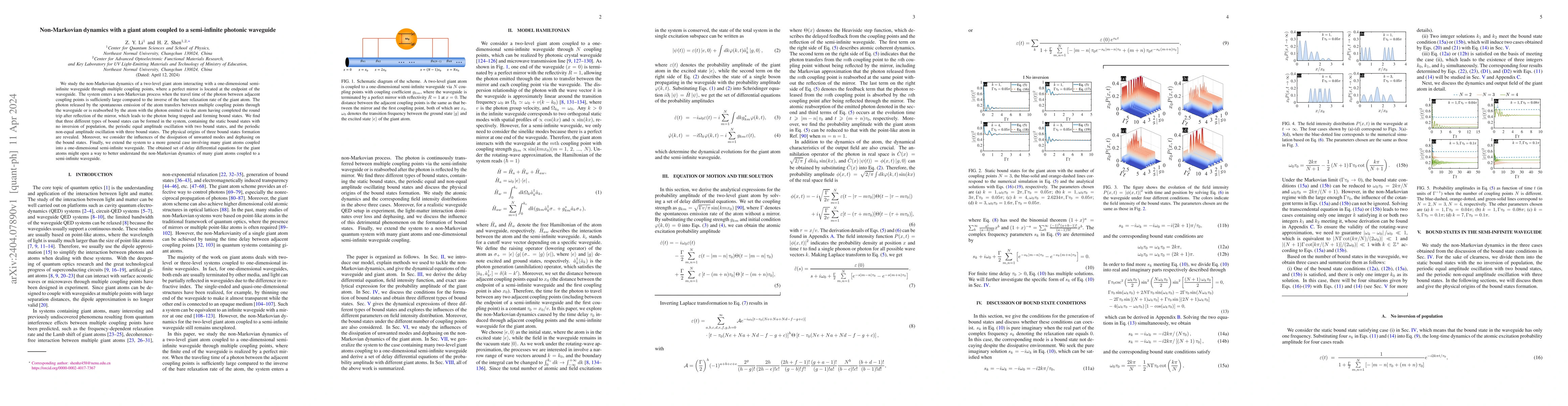 Thumbnail for Non-Markovian dynamics with a giant atom coupled to a semi-infinite
  photonic waveguide