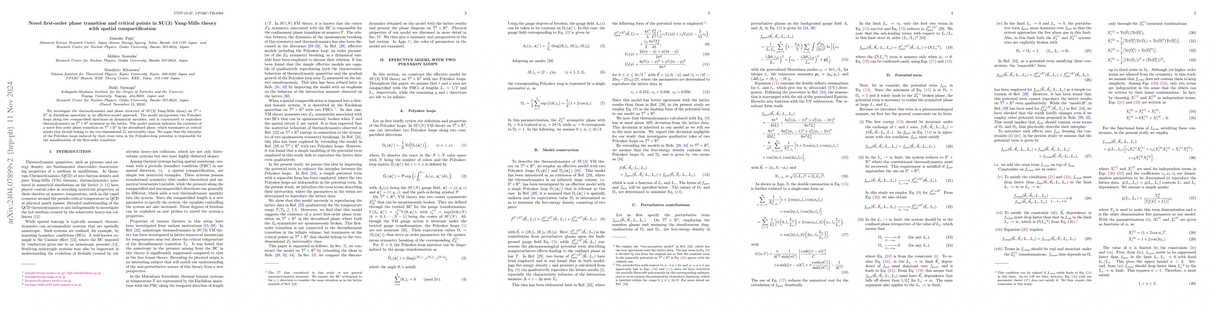 Thumbnail for Novel first-order phase transition and critical points in SU(3)
  Yang-Mills theory with spatial compactification
