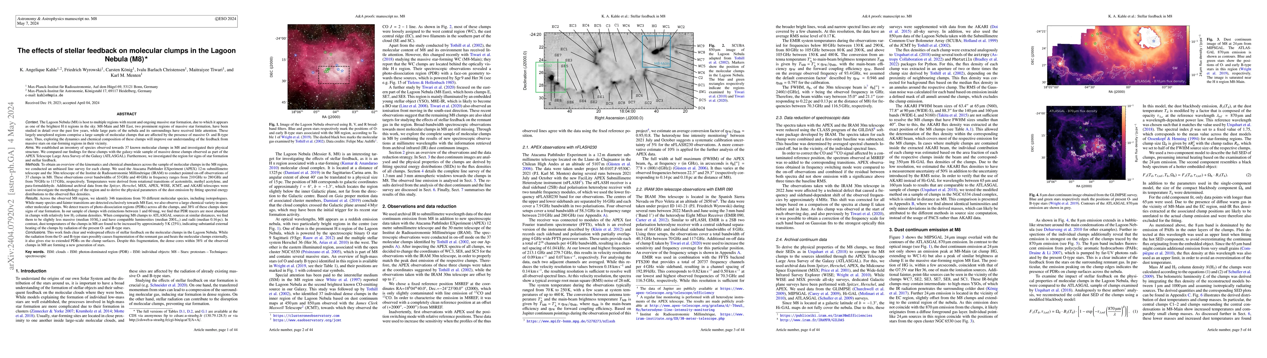 Thumbnail for The effects of stellar feedback on molecular clumps in the Lagoon Nebula
  (M8)