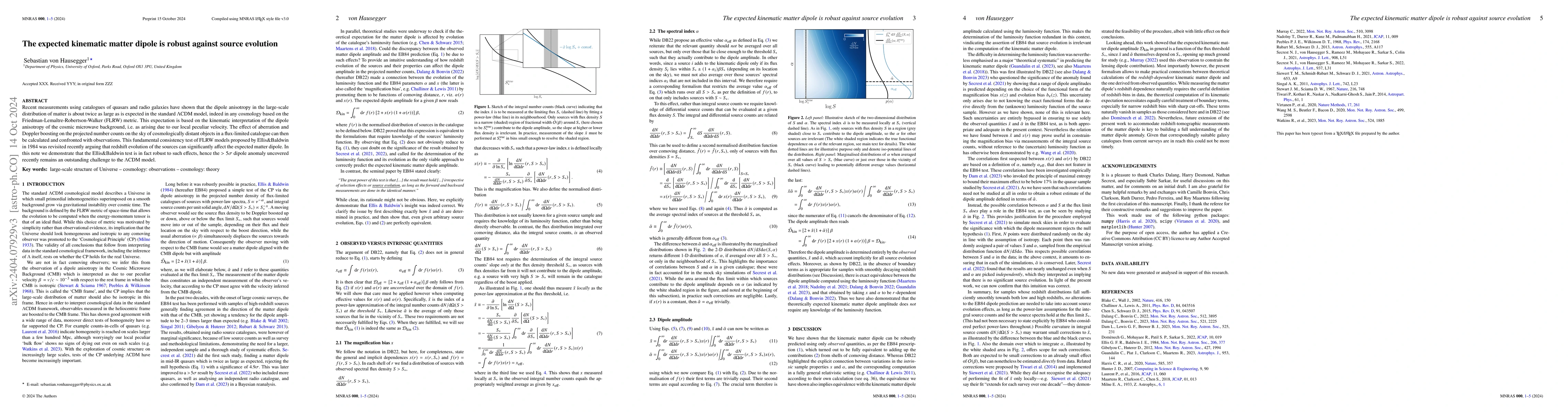 Thumbnail for The expected kinematic matter dipole is robust against source evolution