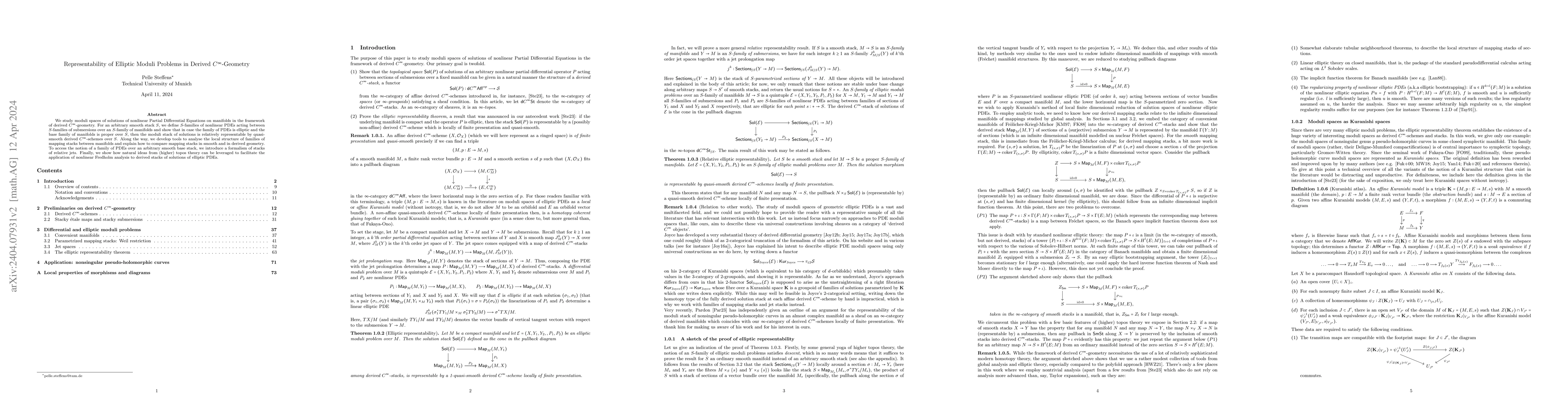 Thumbnail for Representability of Elliptic Moduli Problems in Derived
  $C^{\infty}$-Geometry