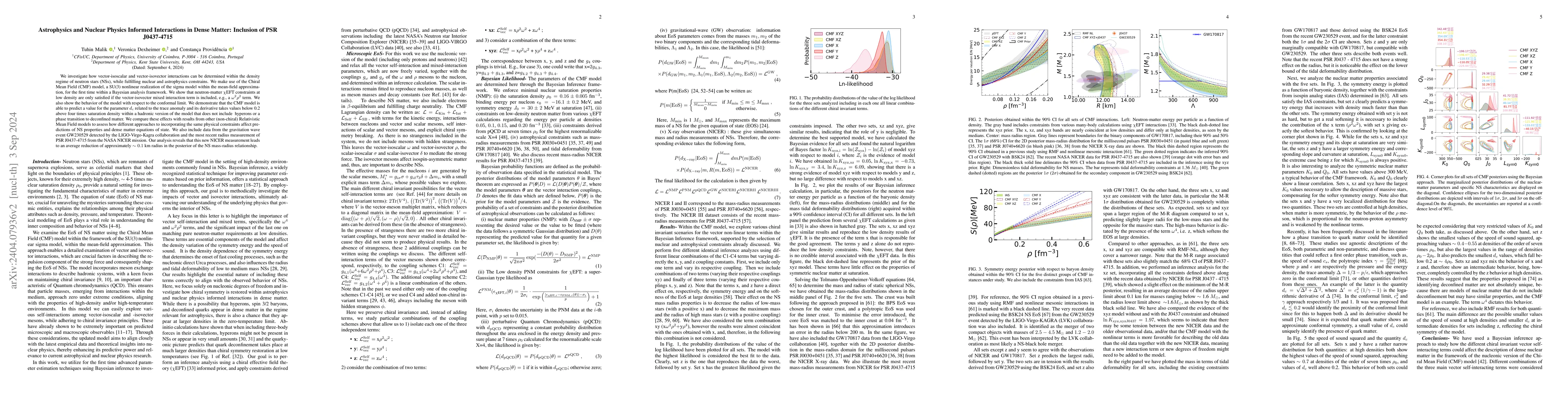 Thumbnail for Astrophysics and Nuclear Physics Informed Interactions in Dense Matter:
  Insights from PSR J0437-4715
