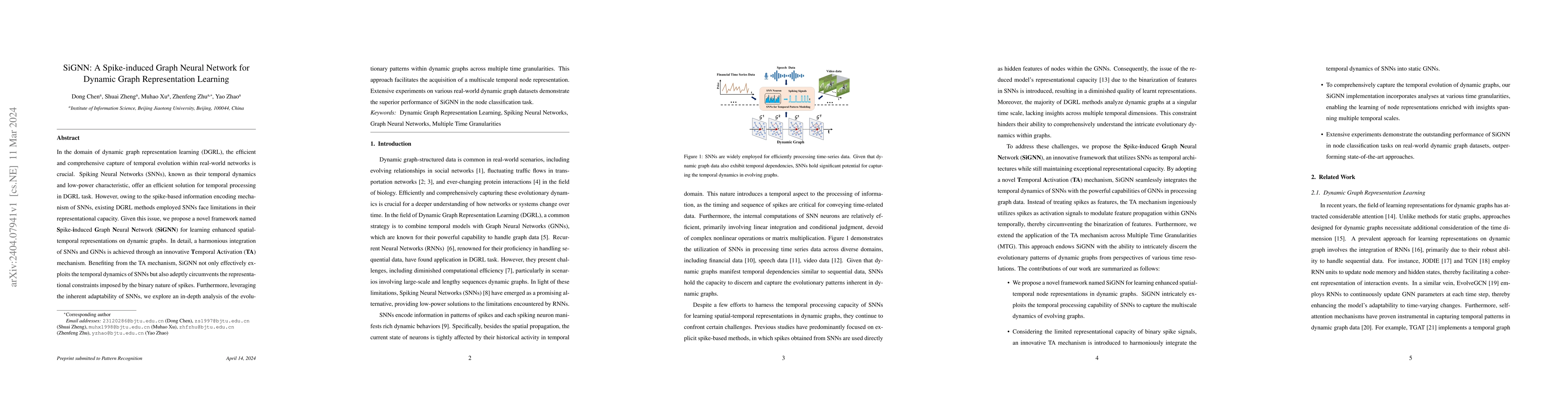 Thumbnail for SiGNN: A Spike-induced Graph Neural Network for Dynamic Graph
  Representation Learning