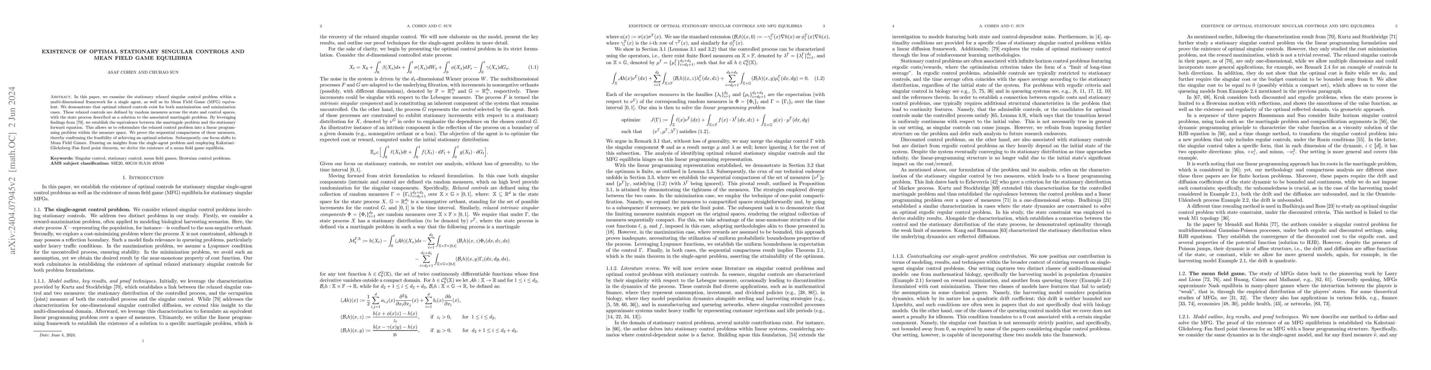 Thumbnail for Existence of Optimal Stationary Singular Controls and Mean Field Game
  Equilibria