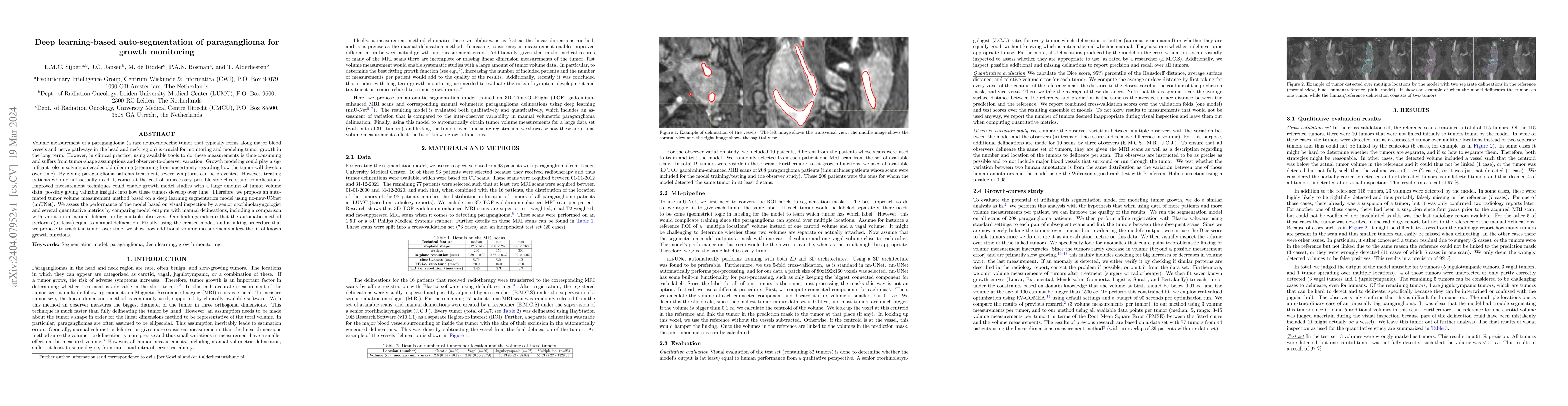 Thumbnail for Deep learning-based auto-segmentation of paraganglioma for growth
  monitoring