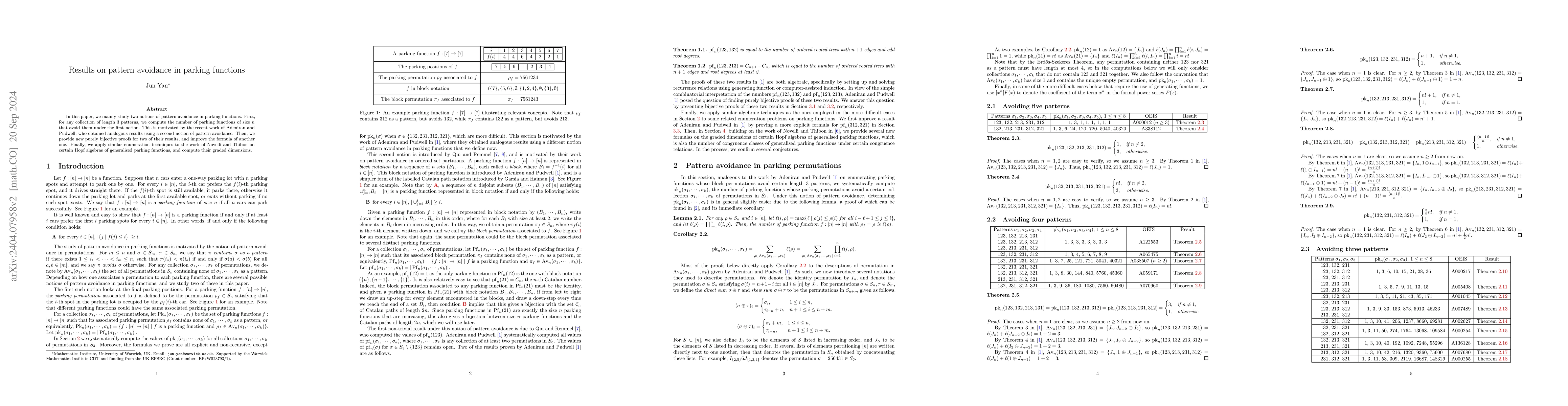 Thumbnail for Results on pattern avoidance in parking functions