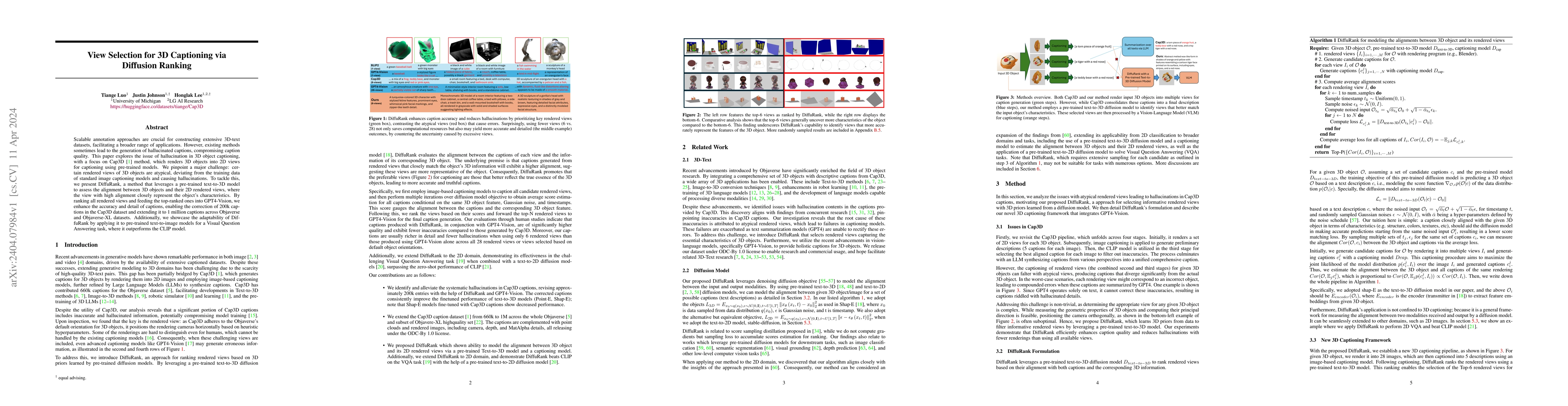 Thumbnail for View Selection for 3D Captioning via Diffusion Ranking