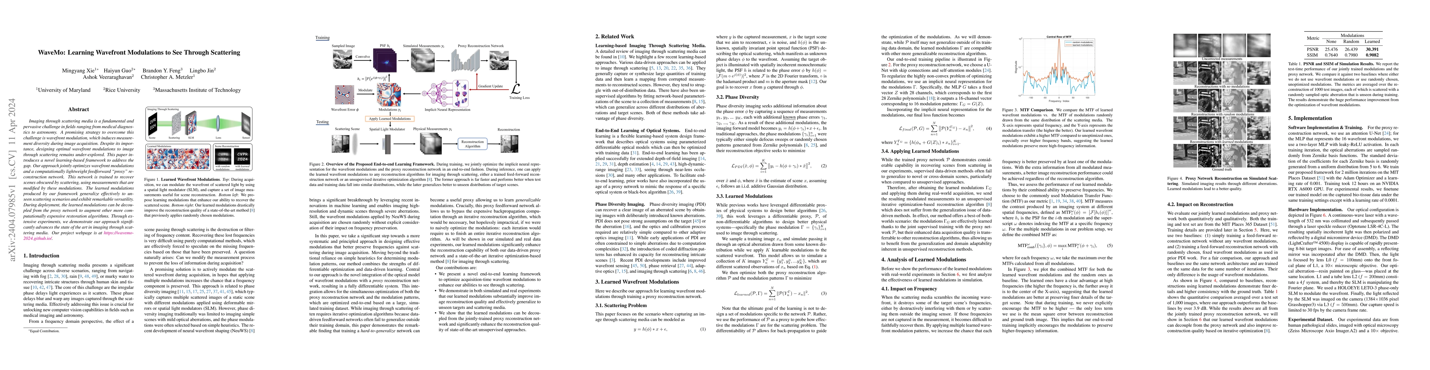 Thumbnail for WaveMo: Learning Wavefront Modulations to See Through Scattering