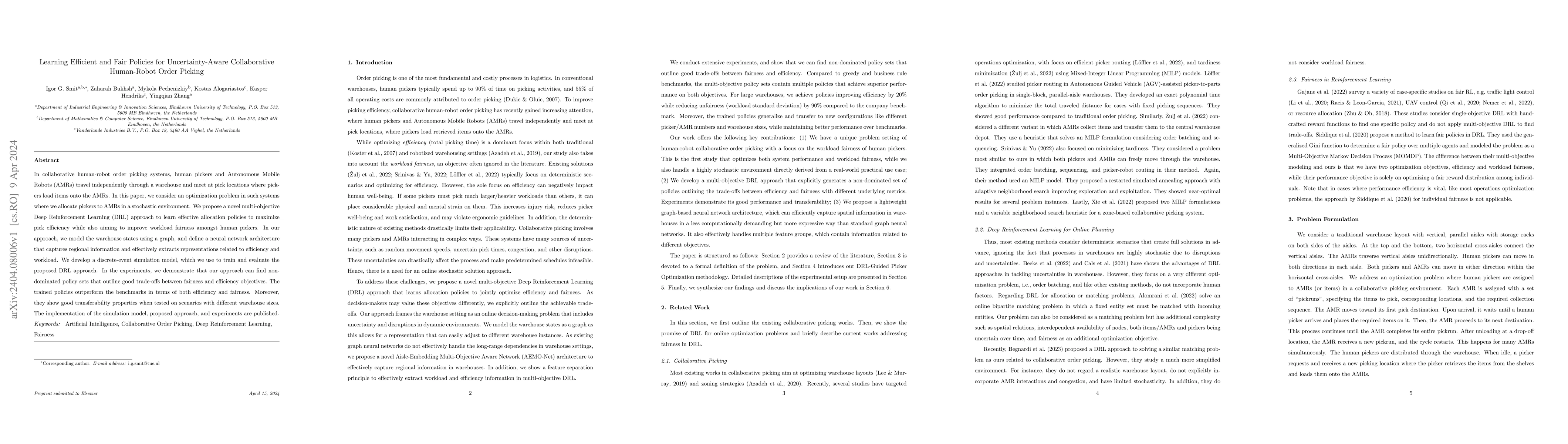 Thumbnail for Learning Efficient and Fair Policies for Uncertainty-Aware Collaborative
  Human-Robot Order Picking