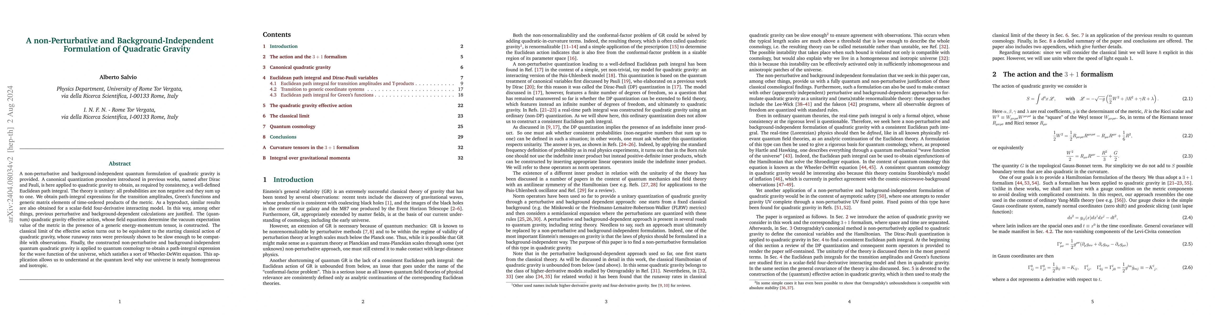 Thumbnail for A non-Perturbative and Background-Independent Formulation of Quadratic
  Gravity