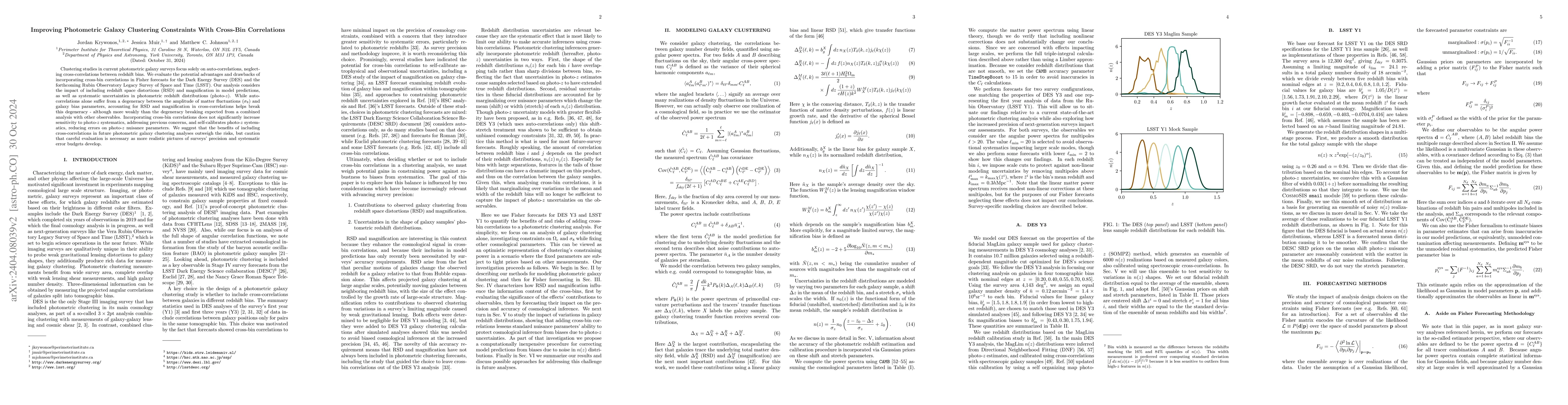 Thumbnail for Improving Photometric Galaxy Clustering Constraints With Cross-Bin
  Correlations
