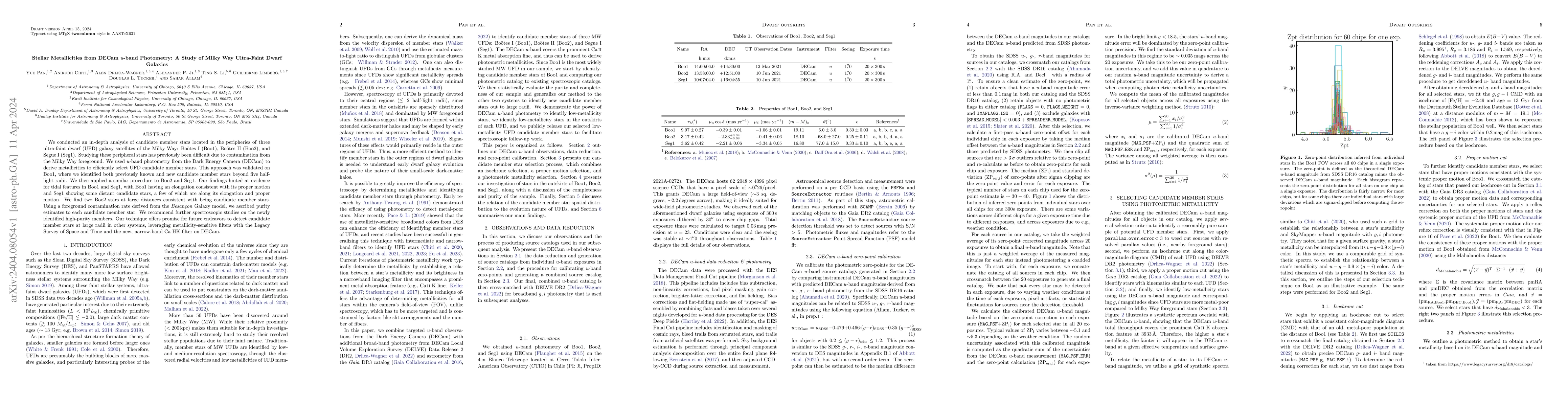 Thumbnail for Stellar Metallicities from DECam $u$-band Photometry: A Study of Milky
  Way Ultra-Faint Dwarf Galaxies