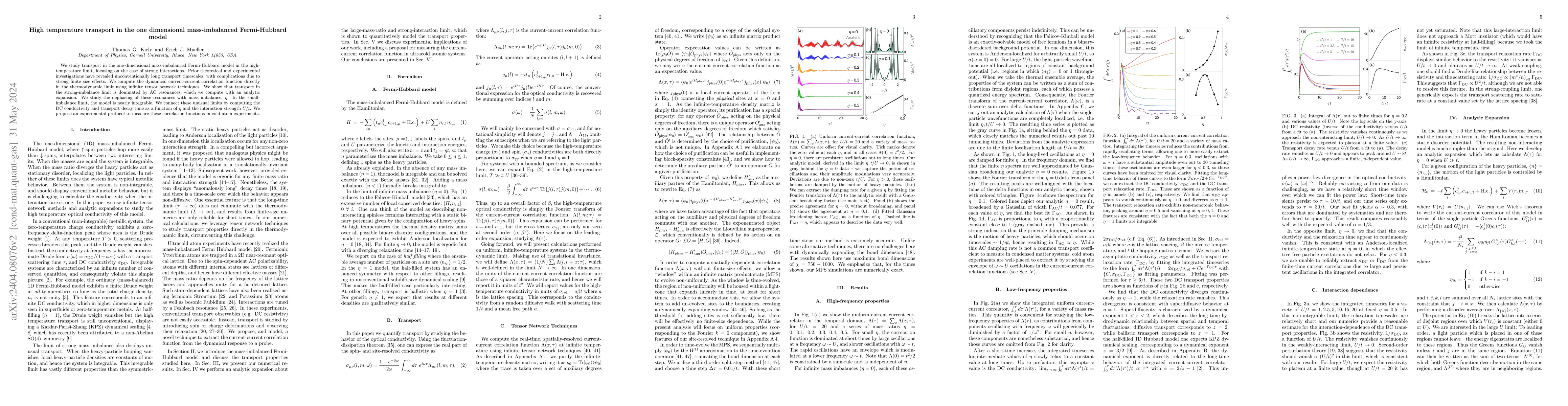 Thumbnail for High temperature transport in the one dimensional mass-imbalanced
  Fermi-Hubbard model