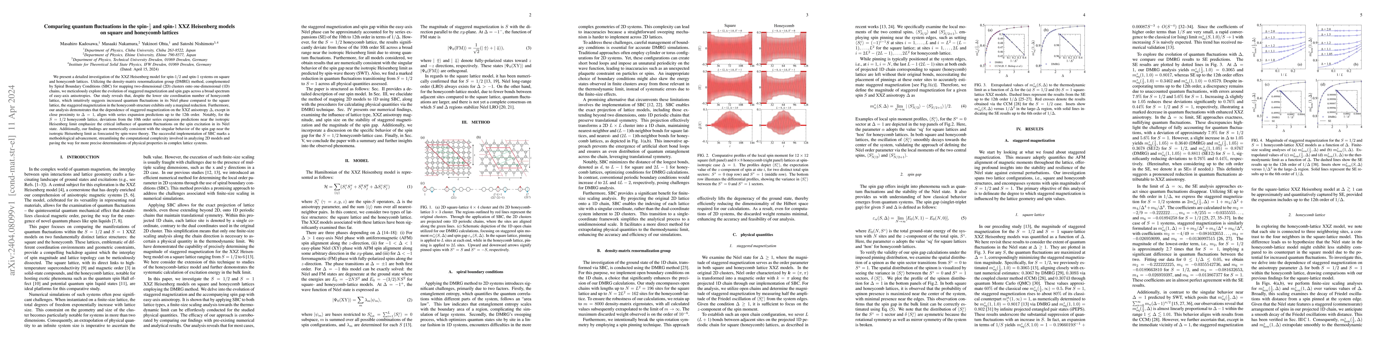 Thumbnail for Comparing quantum fluctuations in the spin-$\frac{1}{2}$ and spin-$1$
  XXZ Heisenberg models on square and honeycomb lattices
