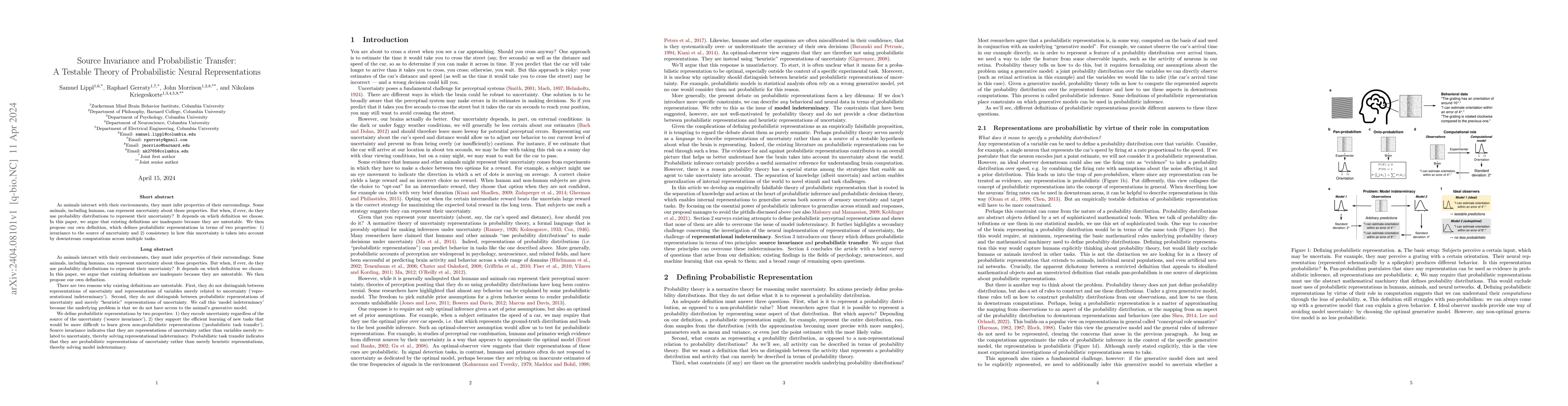 Thumbnail for Source Invariance and Probabilistic Transfer: A Testable Theory of
  Probabilistic Neural Representations