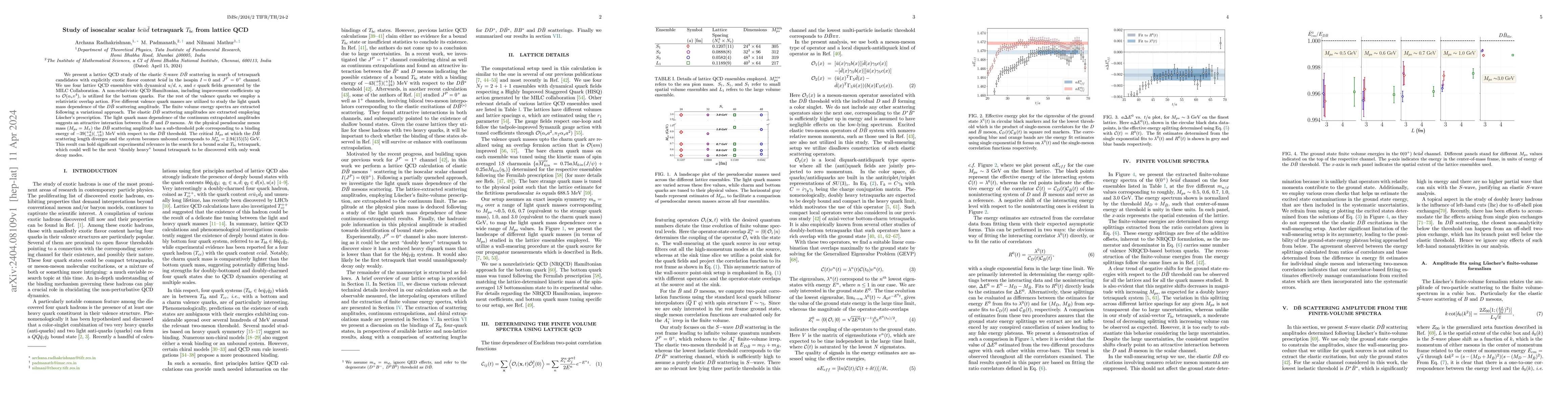 Thumbnail for Study of isoscalar scalar $bc\bar u\bar d$ tetraquark $T_{bc}$ from
  lattice QCD