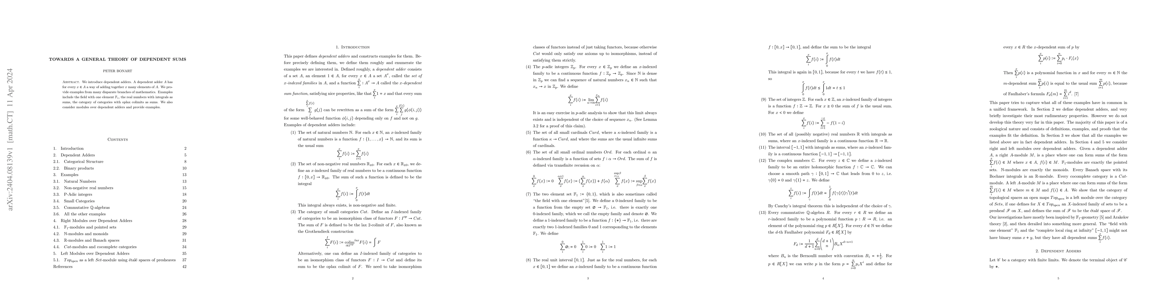 Thumbnail for Towards a General Theory of Dependent Sums