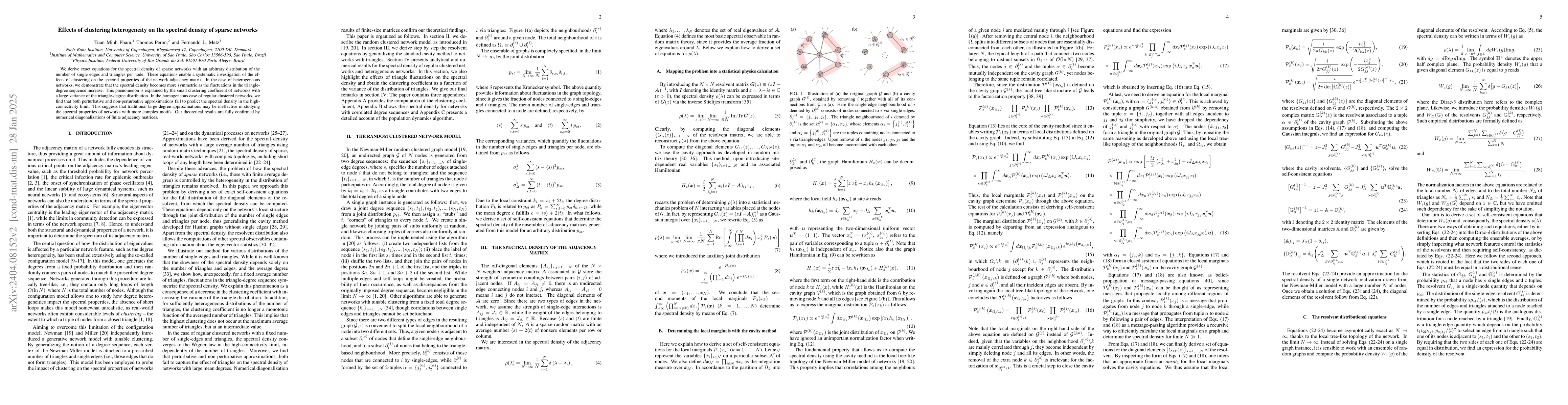 Thumbnail for Effects of clustering heterogeneity on the spectral density of sparse
  networks