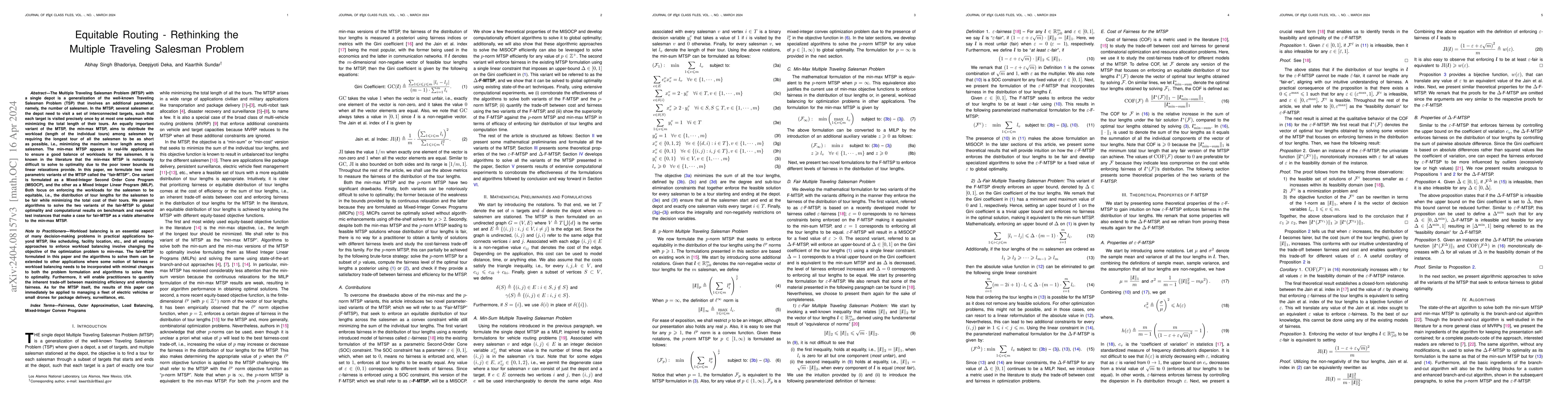 Thumbnail for Equitable Routing -- Rethinking the Multiple Traveling Salesman Problem