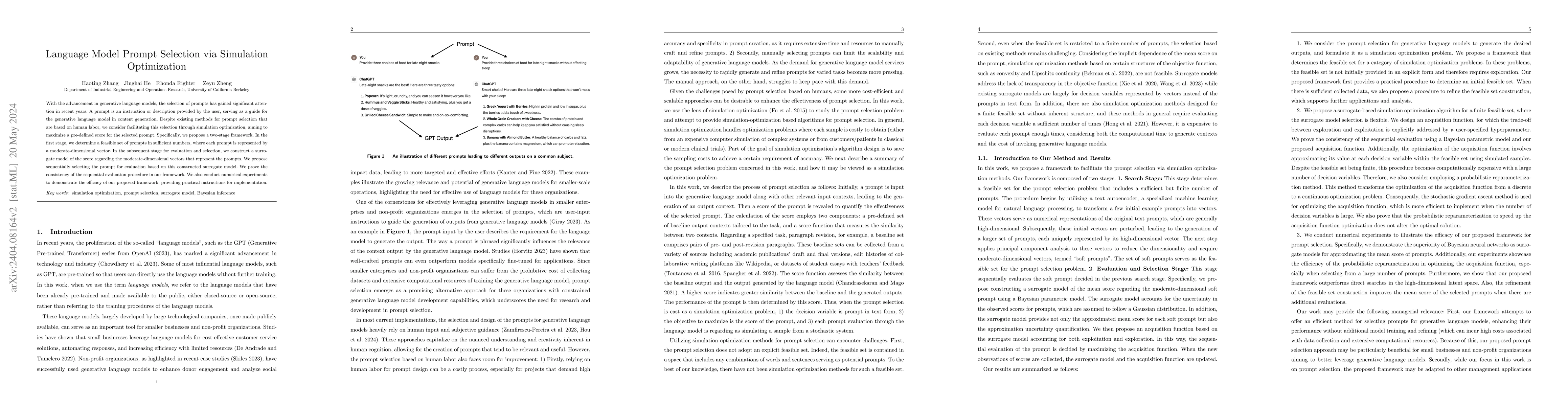 Thumbnail for Language Model Prompt Selection via Simulation Optimization