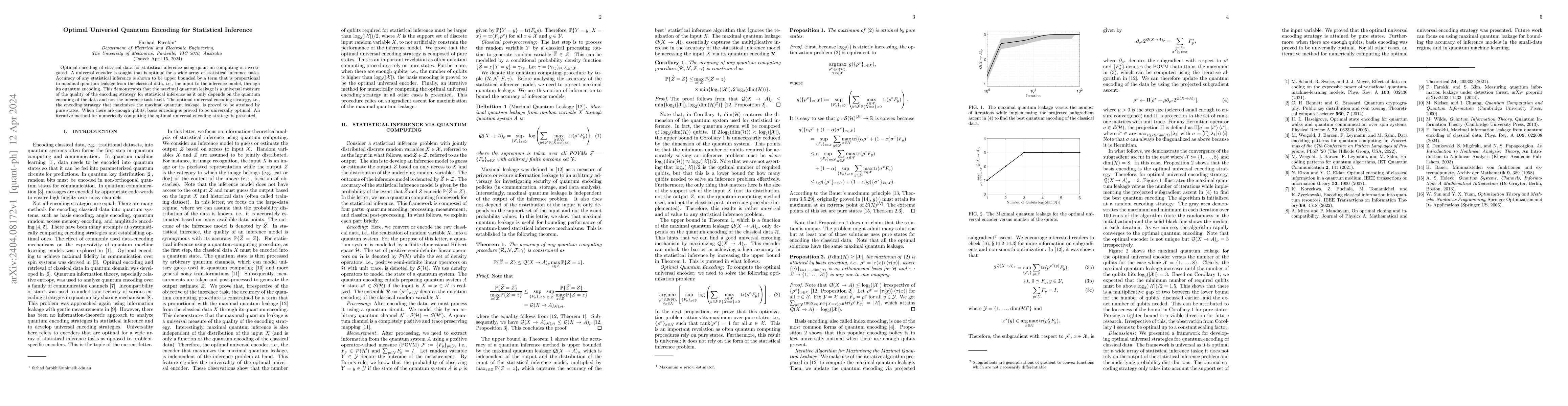 Thumbnail for Optimal Universal Quantum Encoding for Statistical Inference