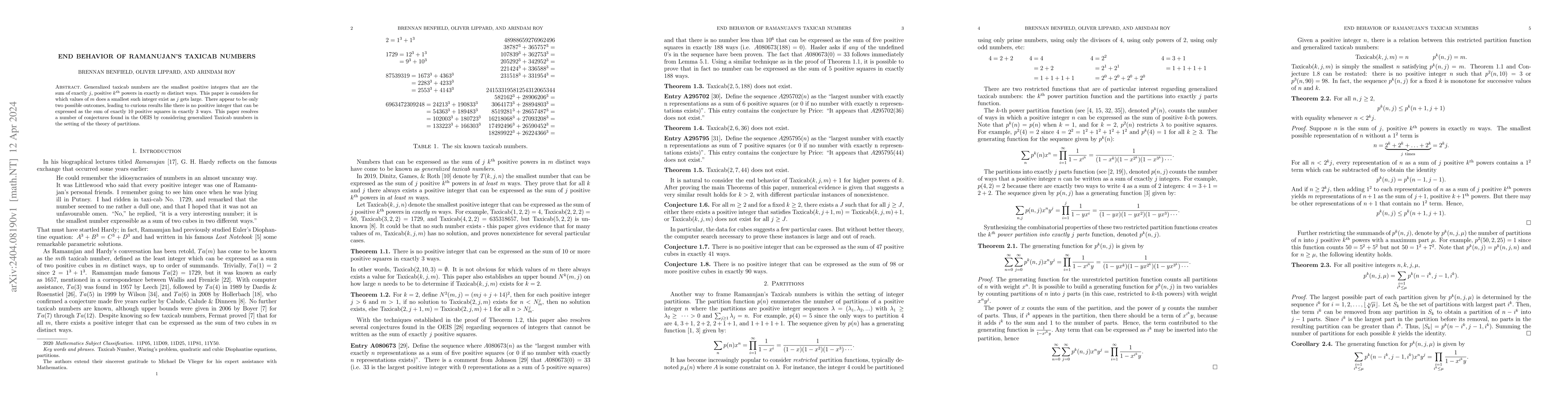 Thumbnail for End behavior of Ramanujan's taxicab numbers