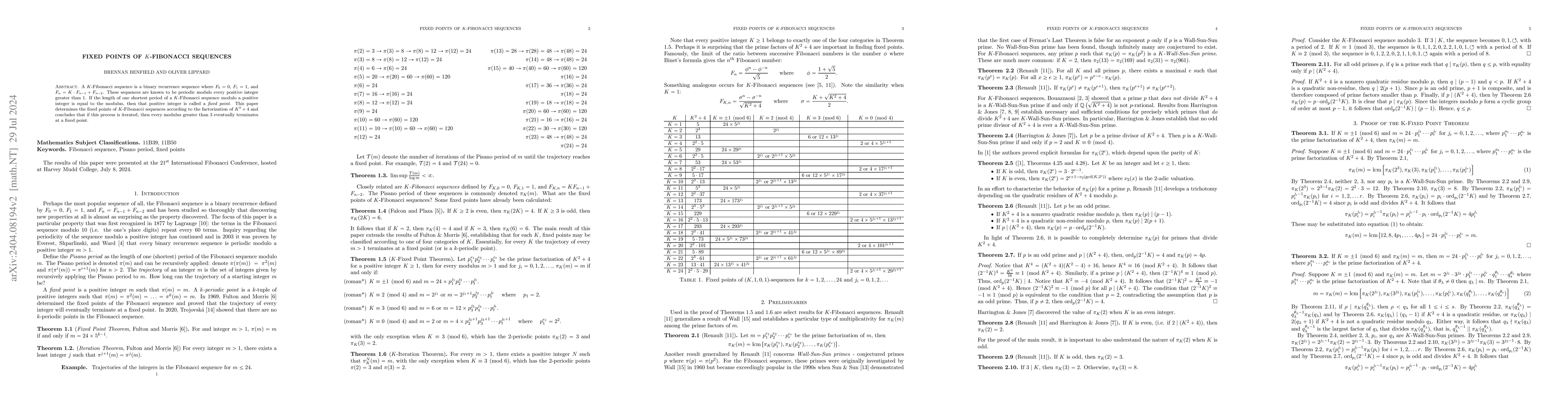 Thumbnail for Fixed points of K-Fibonacci sequences