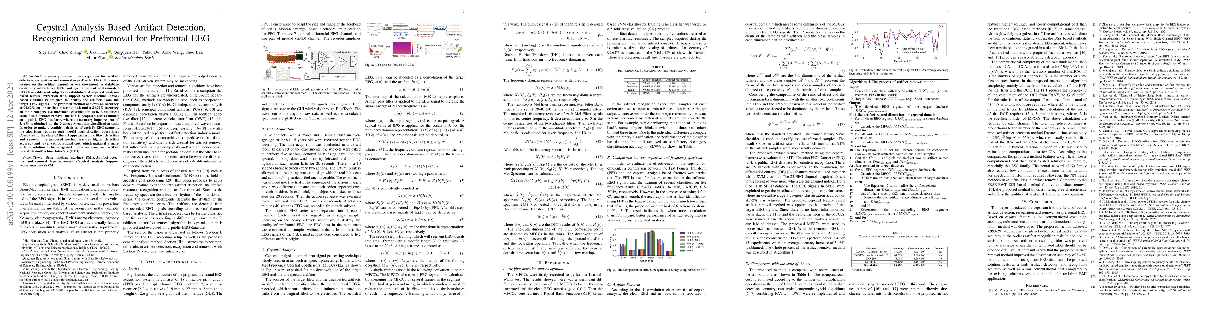 Thumbnail for Cepstral Analysis Based Artifact Detection, Recognition and Removal for
  Prefrontal EEG