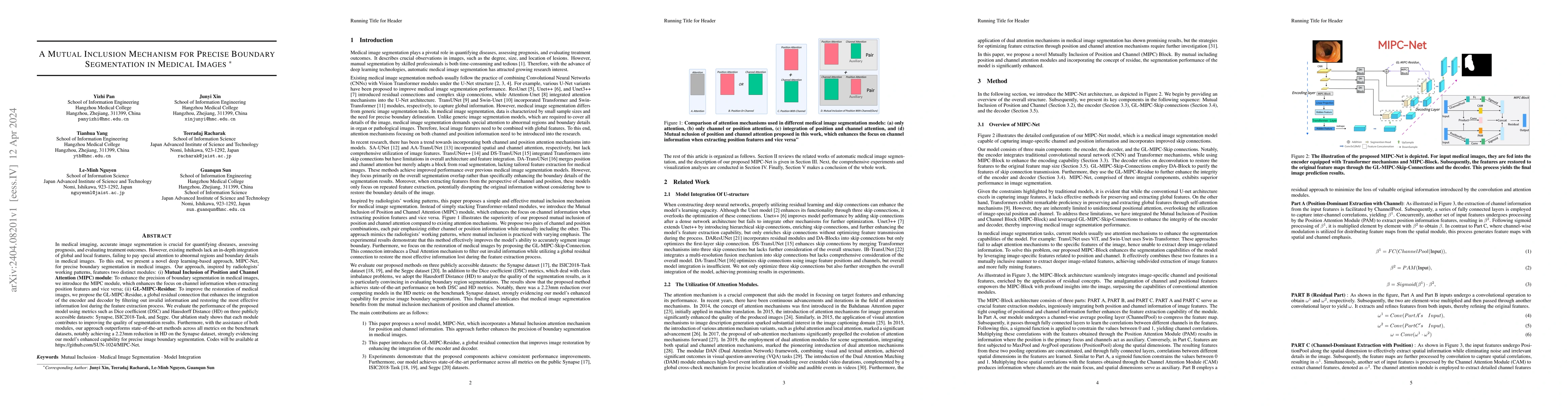 Thumbnail for A Mutual Inclusion Mechanism for Precise Boundary Segmentation in
  Medical Images