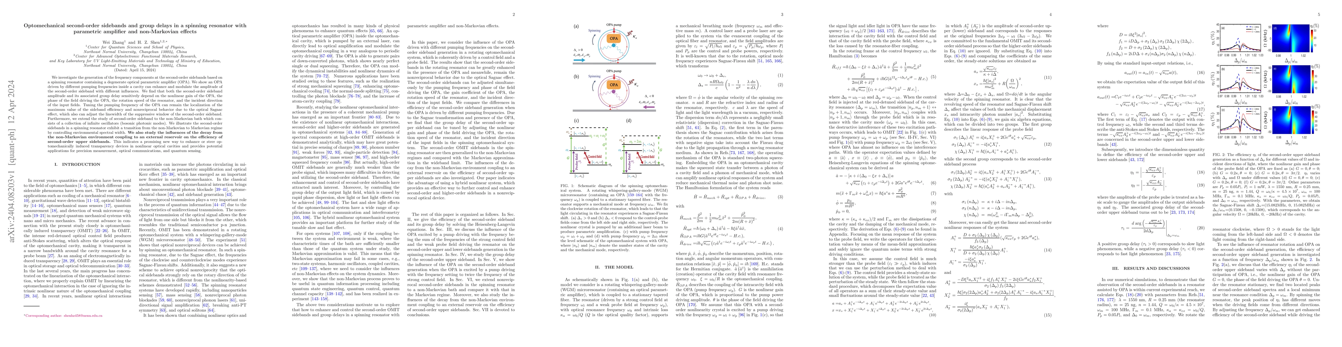 Thumbnail for Optomechanical second-order sidebands and group delays in a spinning
  resonator with parametric amplifier and non-Markovian effects