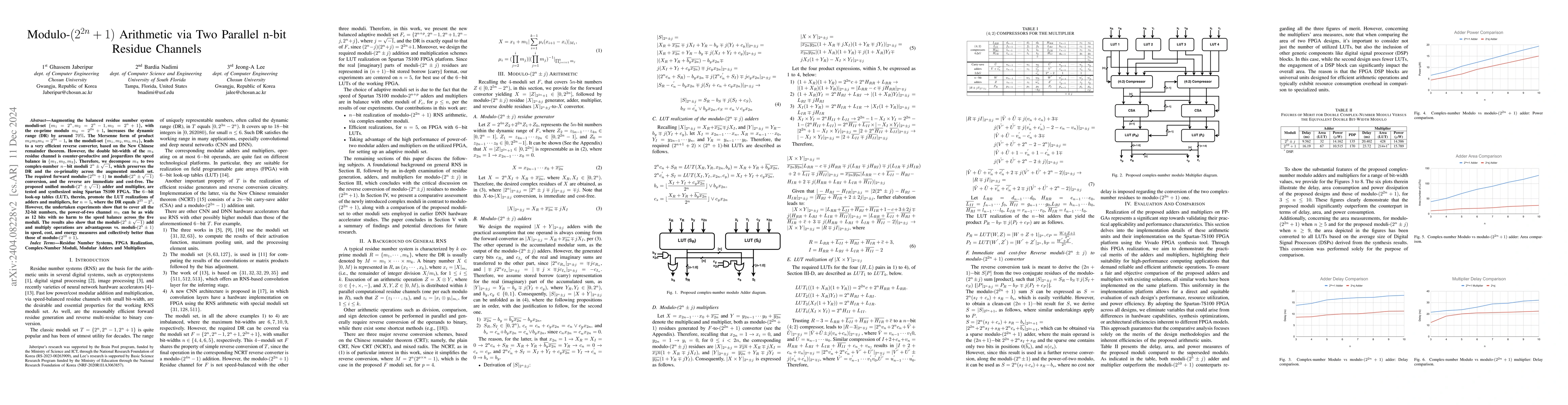 Thumbnail for Modulo-$(2^{2n}+1)$ Arithmetic via Two Parallel n-bit Residue Channels
