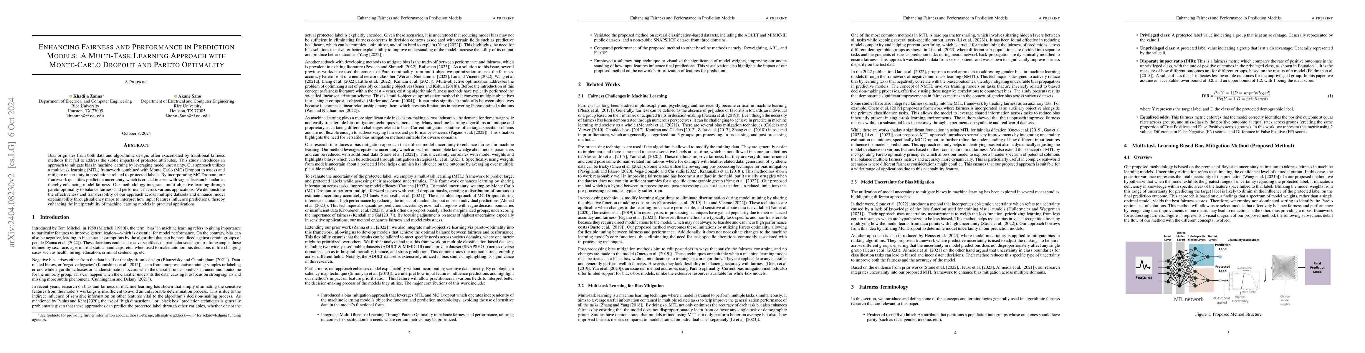 Thumbnail for Enhancing Fairness and Performance in Machine Learning Models: A
  Multi-Task Learning Approach with Monte-Carlo Dropout and Pareto Optimality