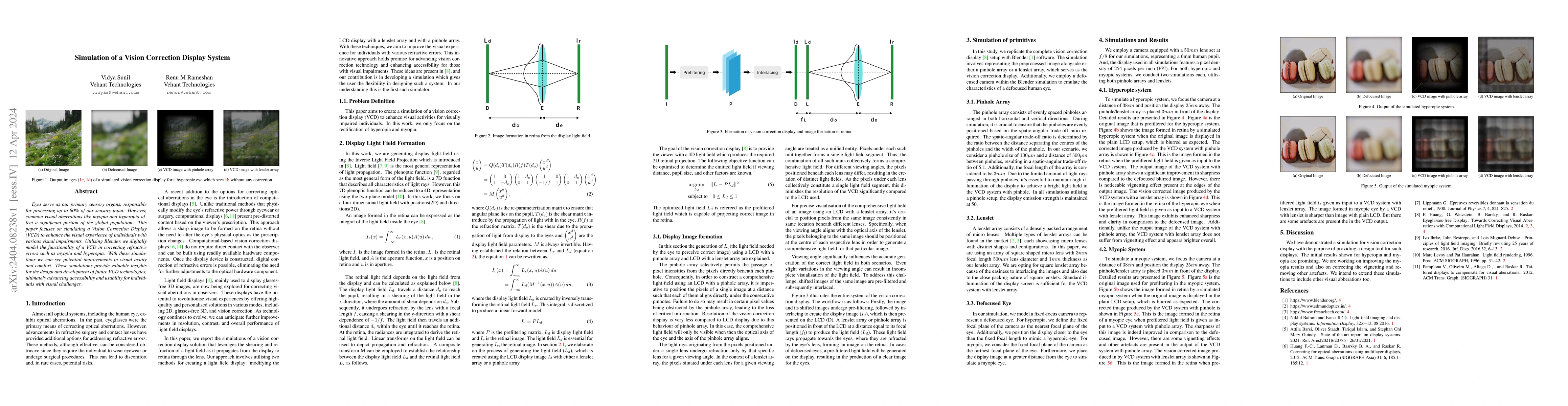Thumbnail for Simulation of a Vision Correction Display System