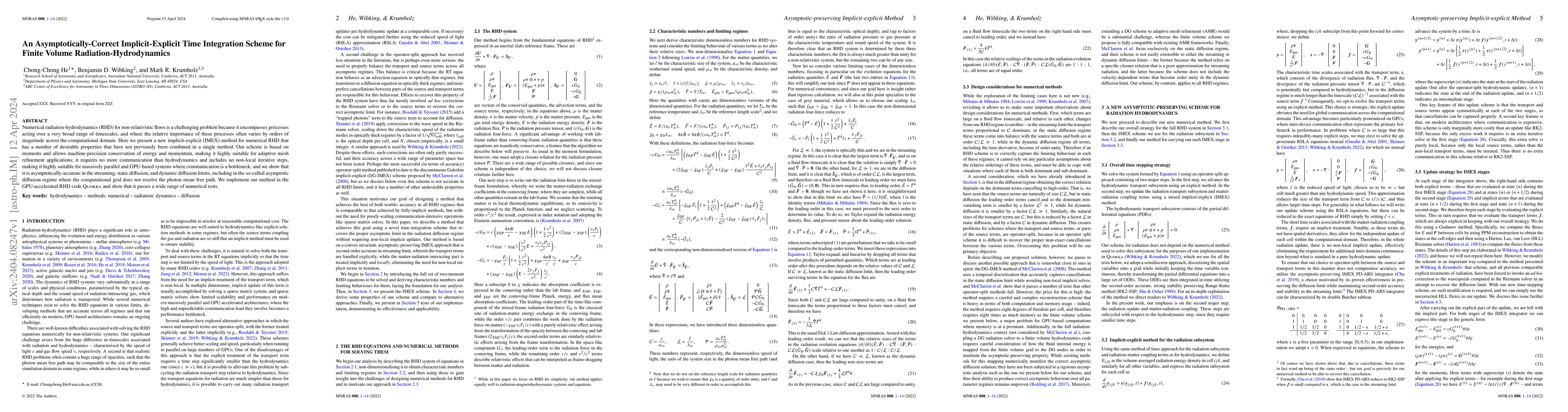 Thumbnail for An Asymptotically-Correct Implicit-Explicit Time Integration Scheme for
  Finite Volume Radiation-Hydrodynamics