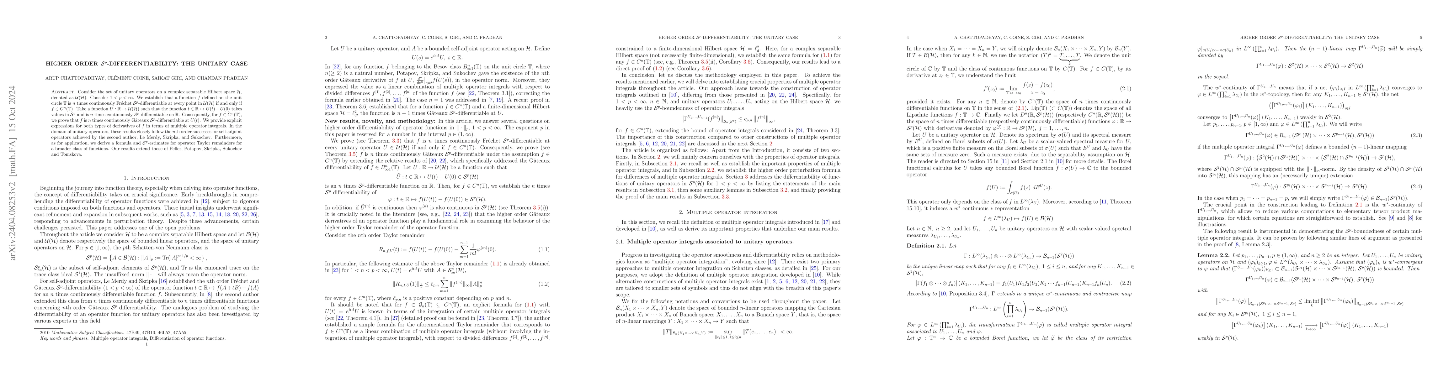 Thumbnail for Higher order $\mathcal{S}^{p}$-differentiability: The unitary case