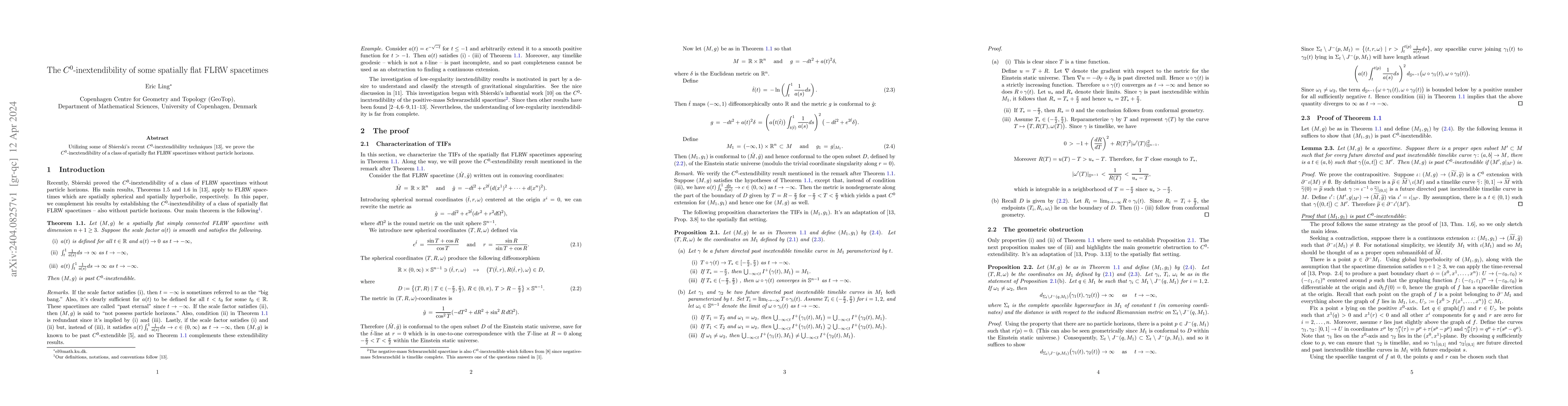 Thumbnail for The $C^0$-inextendibility of some spatially flat FLRW spacetimes
