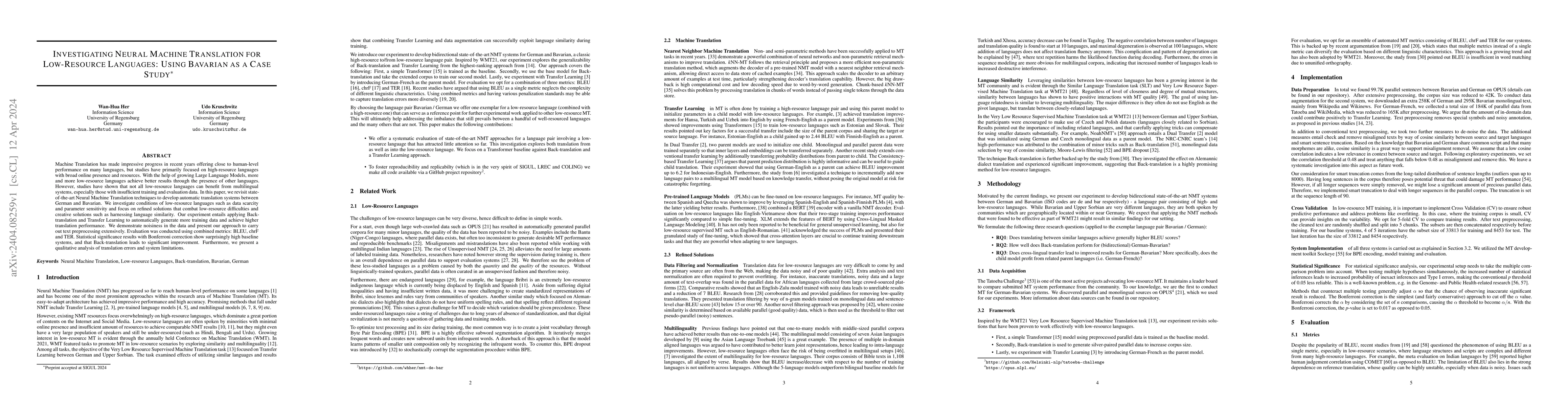 Thumbnail for Investigating Neural Machine Translation for Low-Resource Languages:
  Using Bavarian as a Case Study