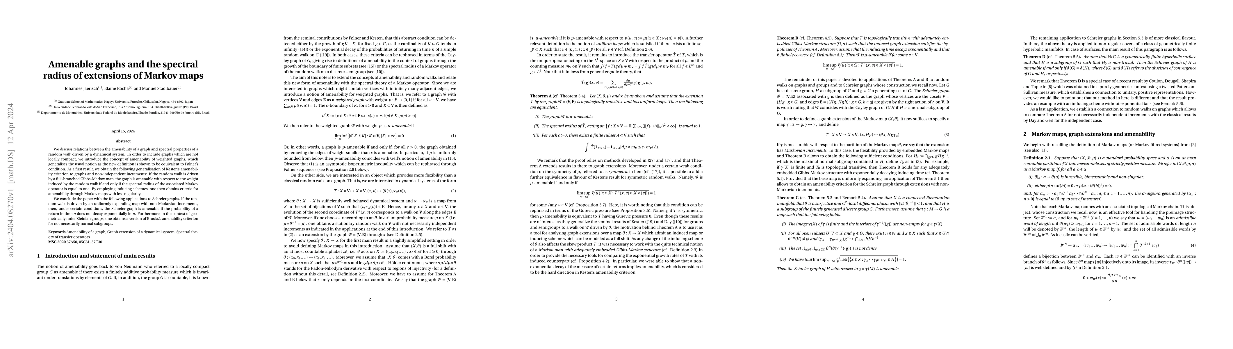 Thumbnail for Amenable graphs and the spectral radius of extensions of Markov maps