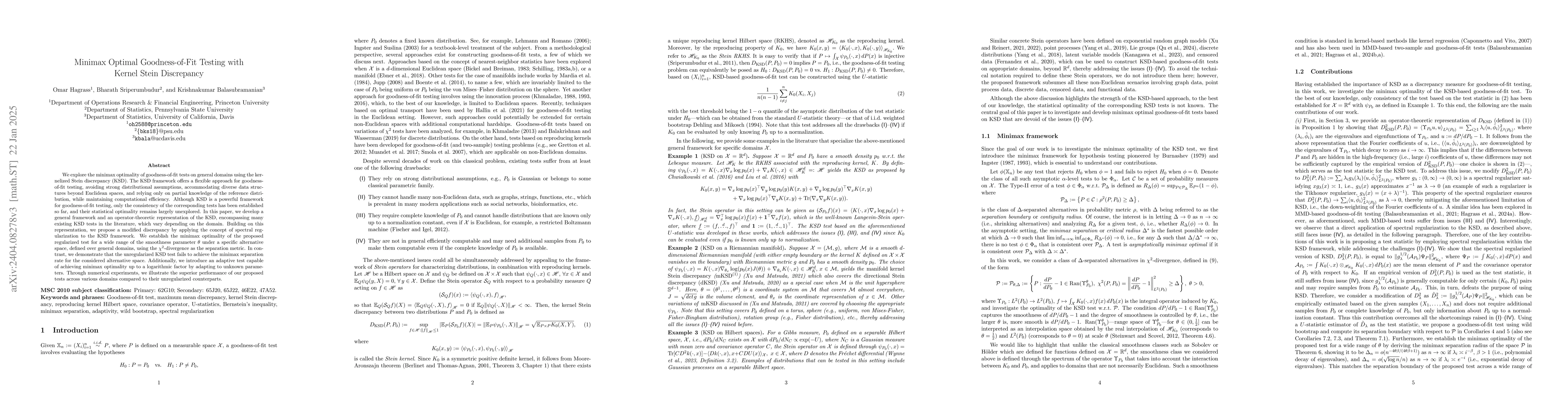 Thumbnail for Minimax Optimal Goodness-of-Fit Testing with Kernel Stein Discrepancy