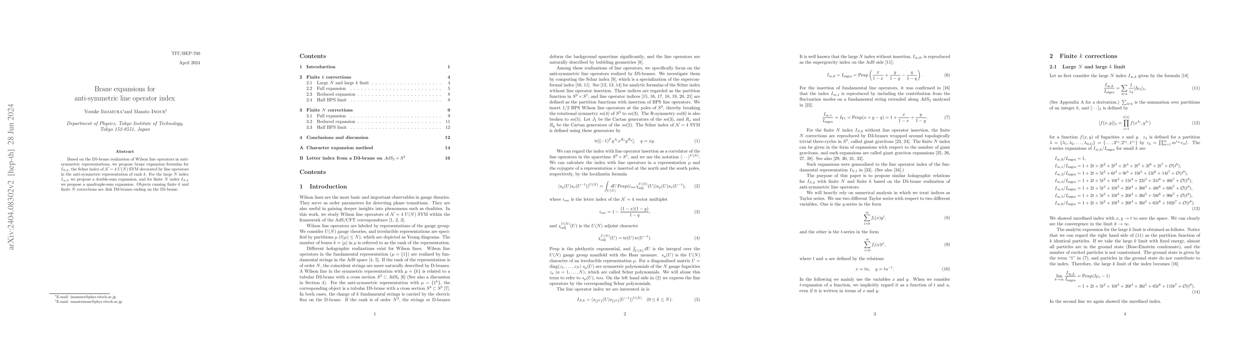 Thumbnail for Brane expansions for anti-symmetric line operator index