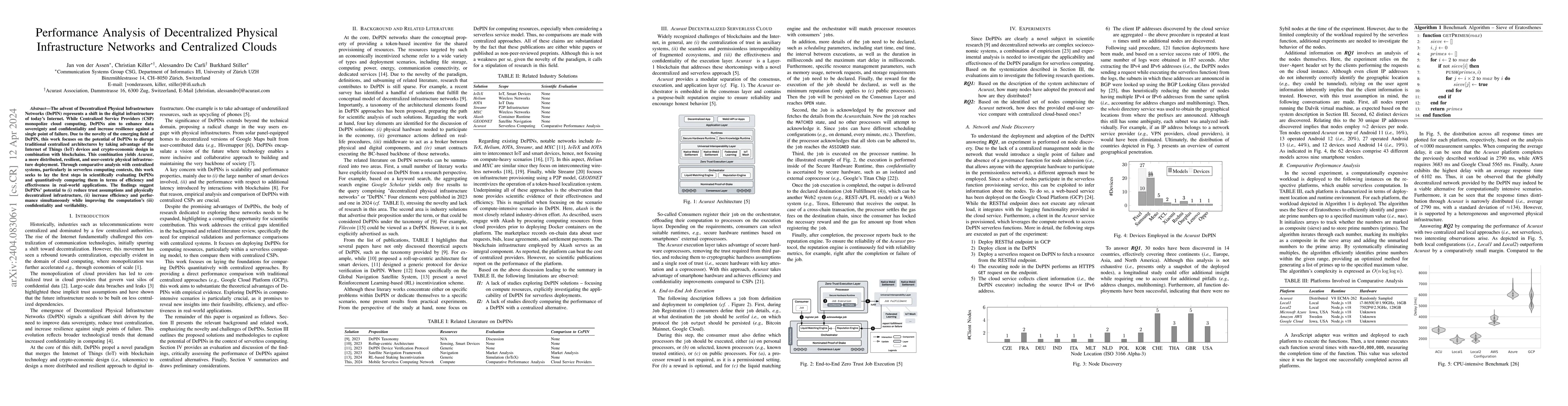 Thumbnail for Performance Analysis of Decentralized Physical Infrastructure Networks
  and Centralized Clouds